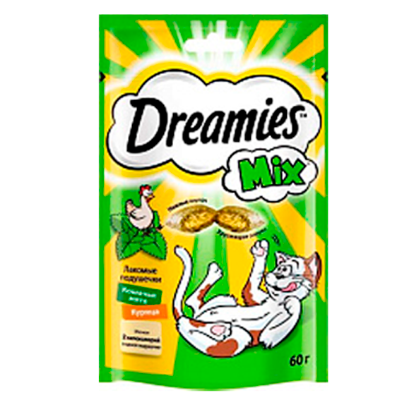 Dreamies Подушечки для кошек с кошачьей мятой и курицей 60г